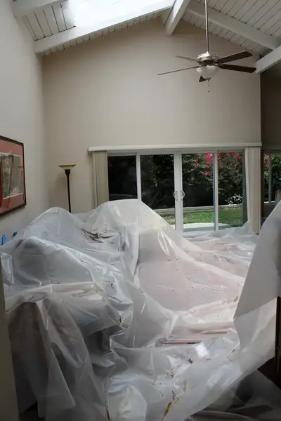 Room preparation for popcorn ceiling removal